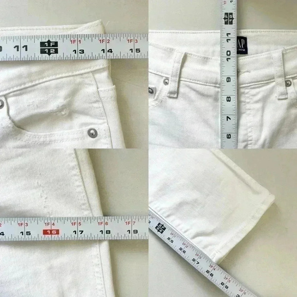GAP High Rise Slim Straight Leg  Jeans Distressed White Denim Size 25 - Picture 13 of 16